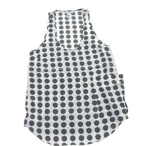 Hanna G. 100% Silk Dark Grey Polka Dots Tank Size Small